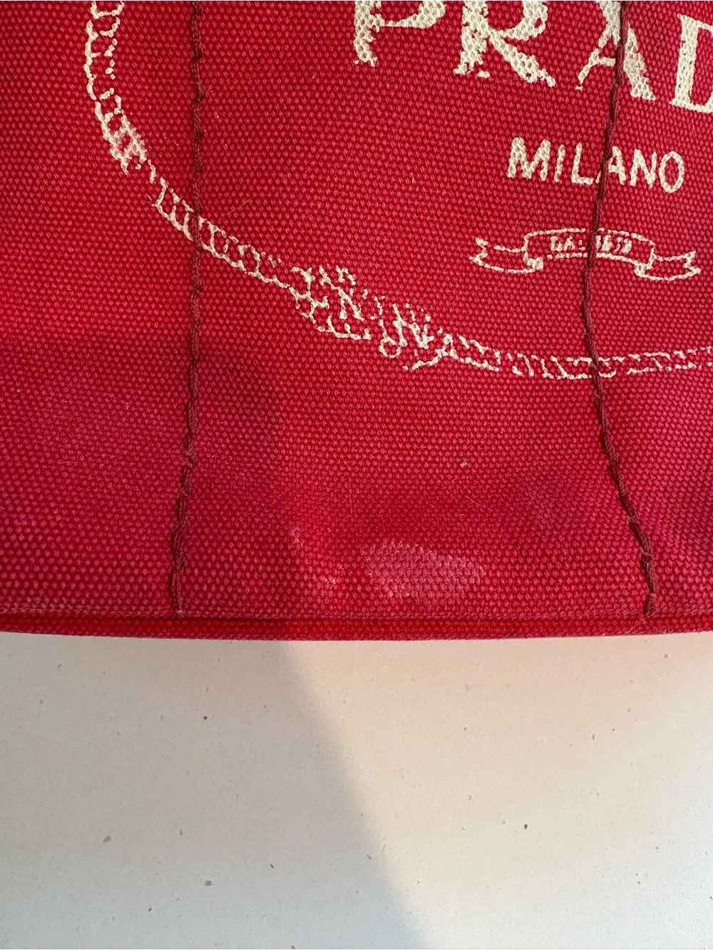 Prada Red Canapa Mini Size - Picture 5 of 10
